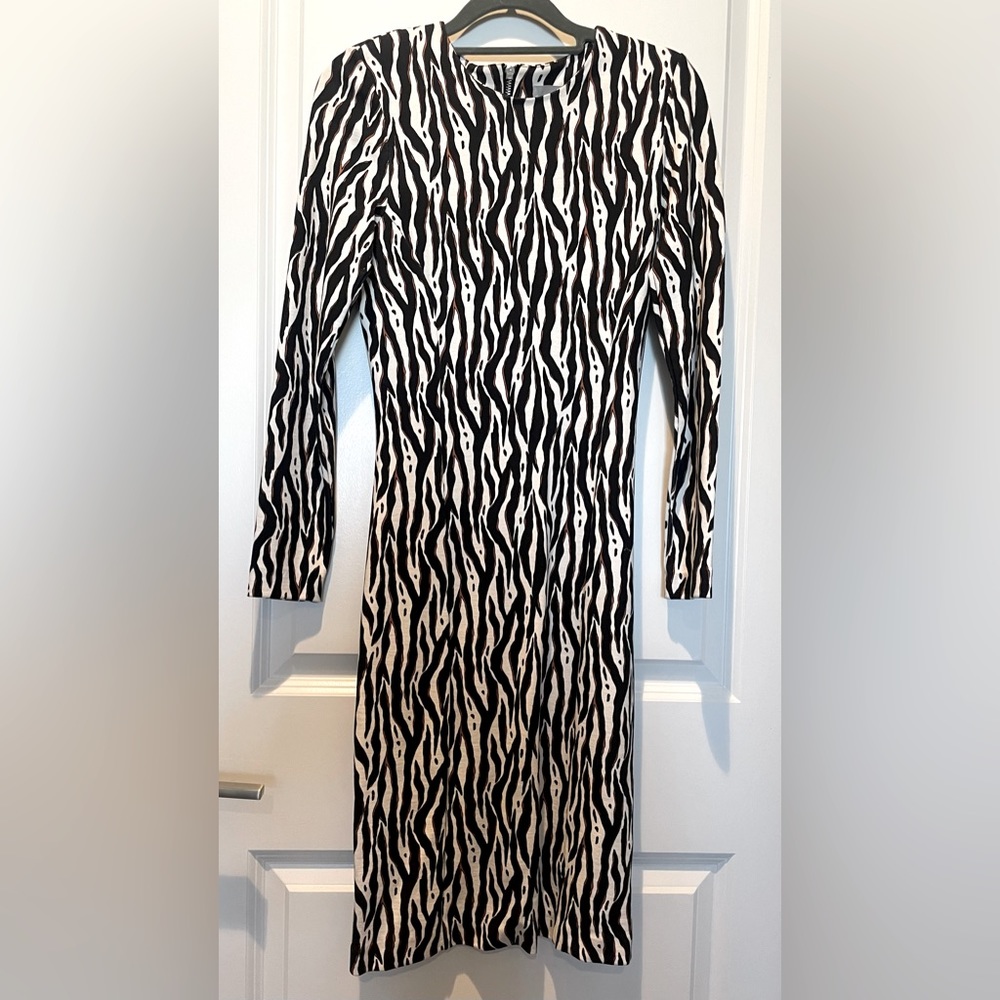 H&M bodycon long sleeve zebra print dress, S (NWOT)
